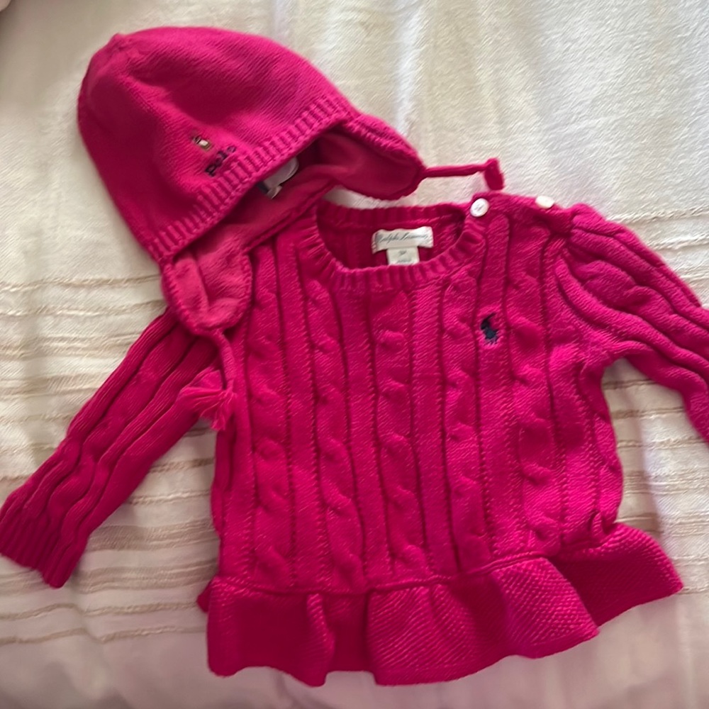 Ralph Lauren 9 month sweater with hat